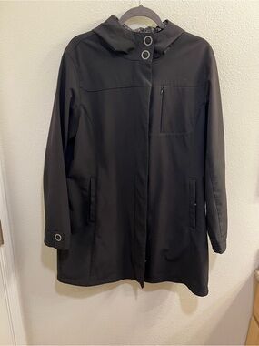 Free Country Black Softshell Faux Fur Lined Hooded Zip Jacket Womens Size XL